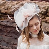 economico Cappelli per feste-fasce cappelli copricapo tulle organza cappello floscio cappello da sole piattino cappello da sposa tea party matrimonio elegante con bowknot copricapo copricapo
