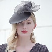 billige Partyhatter-pannebånd hatter hodeplagg fiber solhatt tallerkenhatt topp hatt bryllup teselskap elegant bryllup med blonder side tyll hodeplagg hodeplagg