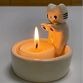voordelige Moederdagcadeau voor vrouwen-cartoon kitten kaarshouder huis hars ornamenten