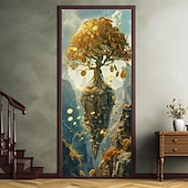 זול כיסויי דלתות-פנטזיה מפל מדורג דלת מכסה דלת שטיח קיר דלת וילון קישוט רקע דלת באנר לדלת הכניסה בית חווה אספקת עיצוב מסיבת חג