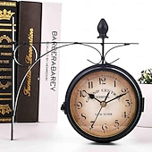 economico Decorazioni da parete-orologio da parete retrò fronte-retro stile antico europeo creativo classico orologi da parete soggiorno all'aperto camera da letto studio decorazione della parete 5 pollici