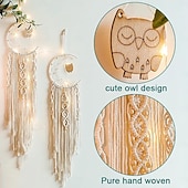 voordelige Decoratieve lichten-1pc Boheemse maanster dromenvangers verlichting boho macrame muuropknoping dromenvanger boho muurdecor handgemaakt geweven tapijt voor tienermeisjes jongens kinderkamer cadeau thuis appartement