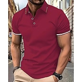 cheap Men&#039;s Classic Polo-Men&#039;s Golf Shirt Golf Polo Work Casual Lapel Short Sleeve Basic Modern Color Block Patchwork Button Spring &amp; Summer Regular Fit Wine Lake Blue Black White Pink Navy Blue Golf Shirt