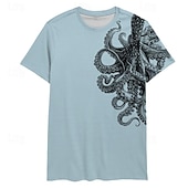 economico Tropische Urlaub-T-Shirts-Per uomo Animali Polpo maglietta Manica corta maglietta Stampa 3D Girocollo Camicia Festività Informale Stile resort Sportivo Per eventi Per uscire Bianco Blu Cachi Primavera estate Abbigliamento S M