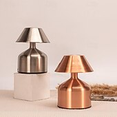 economico Lampade da tavolo-Lampada da tavolo a forma di fungo da 5,5&quot; in metallo ricaricabile con lampada da scrivania per atmosfera da camera da letto interna con regolazione a 3 colori