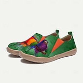 cheap Women&#039;s Sneakers-Women&#039;s Sneakers Flats Slip-Ons Print Shoes Slip-on Sneakers Daily Travel Bird Painting Flat Heel Vacation Casual Comfort Canvas Loafer Light Red Blue Green