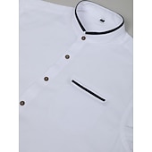 preiswerte Oxford-Hemden für Herren-Herren Hemd Hemd mit Stehkragen Oberhemd Oxford Hemd Knopfhemd Hochzeit Urlaub Weiß Marineblau Grau Leicht Blau Langarm Stehkragen Frühling Sommer Bekleidung Vordertasche