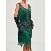 economico Vestiti-Anni Ruggenti Anni 1920 Abito da vacanza Abito Flapper Vestito Mascherata Il grande Gatsby Gentildonna Invitato al matrimonio Paillettes Frangia con nappe Per donna Halloween Carnevale Mascherata