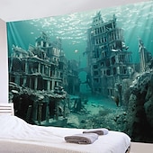 お買い得  オーシャンビーチのタペストリー-潜水艦キャビン海中タペストリー壁アート大型タペストリー壁画装飾写真の背景ブランケットカーテンホームベッドルームリビングルーム装飾