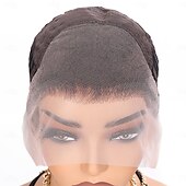 economico Parrucche lace front capelli veri-Parrucca in pizzo trasparente con meches 13x4 p4/27, parrucca in capelli umani con onda del corpo, densità 150%