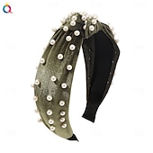 abordables Accessoires de coiffure-bandeaux de perles pour femmes, bandeau de perles antidérapants, larges nœuds supérieurs, bandeau noir, blanc, or rose avec perles, accessoires de cheveux pour femmes et filles, cadeaux quotidiens de