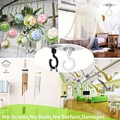 cheap Home Storage &amp; Hooks-5pcs Rotatable Plastic Ceiling Hooks for Hanging Plants, Lanterns, Wind Chimes - Adhesive Ceiling Hooks, Easy to Install, No Drill Needed - Contemporary Style Ceiling Mount Hooks for Decoration