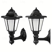 abordables Aplique de pared para exterior-1 lámpara solar de pared para exteriores, luz solar hexagonal, IP65 impermeable, luz solar para valla, lámpara de pared LED retro de encendido/apagado automático, decoración de luz resistente al