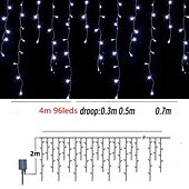 זול מופעל באמצעות אנרגיה סולארית-4m 13ft led סולארי מחרוזת נטיף אורות עמיד למים חתונה קישוט אורות מחרוזת וילון לחדר שינה פטיו חצר גן מסיבת חתונה