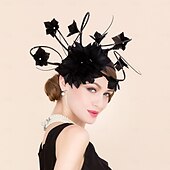 economico Cappelli per feste-cappelli di piume sinamay cappello a cilindro da sposa tea party matrimonio elegante con copricapo di piume di strass