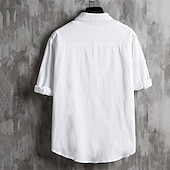 economico camicia da uomo con bottoni-Per uomo Camicia Camicia con colletto cinese Camicia con colletto alla coreana Camicia Estiva Camicia casual Camicia da Spiaggia Nero Bianco Verde Maniche a 3/4 Semplice Colletto alla coreana Collo