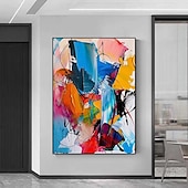 voordelige Abstracte schilderijen-kleurrijk pattle knife schilderij handgemaakt schilderij extra groot abstract schilderij groot canvas kunst schilderij voor woonkamer oversized muurkunst moderne abstracte kunst schilderij voor