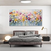 abordables Peintures fleurs/botaniques-Peinture à l&#039;huile de fleur de printemps 3d peinte à la main abstraite plantation florale colorée peinture à la main texture œuvre d&#039;art peinture à la main moderne paysage naturel peinture pour salon