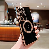 economico Cover Samsung-telefono Custodia Per Samsung Galaxy S24 S23 S22 S21 Ultra Plus S25 Ultra Per retro Supporta la ricarica wireless Resistente agli urti Con cuori TPU Placcatura