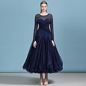 voordelige Ballroom danskleding-Ballroomdansen Kleding Strass Pure Kleur Dames Prestatie Opleiding Lange mouw Polyester