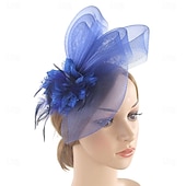 levne Svatební čelenka-Fascinátory Klobouky Doplňky do vlasů Organza 30. léta Cylindr Závojový klobouk Dostih koktejl Elegantní Luxus S Peří Mašličky Přílba Pokrývky Hlavy