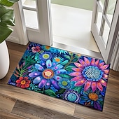 cheap Doormats-Pointillism Flowers Doormat Floor Mats Washable Rugs Kitchen Mat Non-Slip Oil Proof Rug Indoor Outdoor Mat Bedroom Decor Bathroom Mat Entrance Rug