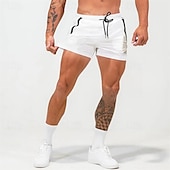 economico Pantaloncini casual-Per uomo Pantaloncini da sudore Pantaloncini Pantaloncini casual Cerniera A cordoncino Vita elastica Liscio Comfort Breve Per eventi Spiaggia Fine settimana Di tendenza Informale Nero Bianco Media
