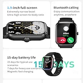 お買い得  スマートウォッチ-新しい Bluetooth 通話スマートウォッチ 1.9 インチ フルタッチスクリーン メンズ レディース フィットネス ブレスレット Android iOS スマートウォッチ用カスタムウォッチフェイス Menbox