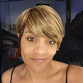 economico Parrucche di capelli veri senza cuffia-highlight 4/27 ombre pixie parrucche dei capelli umani diritto brasiliano nessuna parrucche anteriori in pizzo capelli umani parrucche caschetto corto per donne nere capelli umani veri colorati ombre