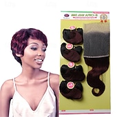halpa Aidot ja kiharat hiustenpidennykset-kudehiukset kudos afro-b 13*4 etupitsi hiukset neitsyt hiukset 4 nippua/pakkaus body wave blondi musta ruskea pidennykset