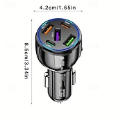 economico Caricabatterie per auto-Caricatore per auto a doppia linea 5 in 1, ricarica rapida da 75 W, un caricatore per telefono per auto 3 USB 2 PD.