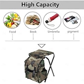 preiswerte Campingmöbel-Klapp-Campingstuhl zusammenklappbarer Hocker-Rucksack Mini-Klappstuhl für den Außenbereich tragbare Sitz- und Tischtasche für Indoor-Angeln Outdoor-Reisen Wandern Strand BBQ (Tarnmuster)