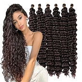 levne Clip in Extensions-latinskoamerické háčkované vlasy 14 palců 18 palců 22 palců 6ks / balení havajská kudrna hluboké vlnění háčkované vlasy ocean wave syntetické vlasy cop háčkování prodlužování vlasů