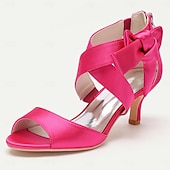 abordables Semiformal-Mujer Zapatos de boda Zapatos de novia Pajarita Tacón de gatito Puntera abierta Satén Cremallera Negro Blanco Marfil