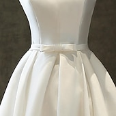 cheap Dresses-Vintage 1950s Little White Dress Knee Length Dress Bridal Solid Colored A-Line V Neck Women&#039;s Masquerade Wedding Bridal Shower Bachelorette Party Adults&#039; Dress Homecoming Dresses
