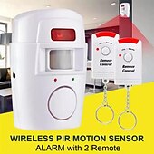 cheap Burglar Alarm Systems-Smart Home Security KitWireless Infrared Security Alarm 105DB Alarm BatteryPoweredw/ 2 Remotes