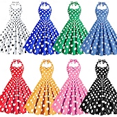 cheap Dresses-Retro Vintage 1950s Rockabilly Dress Swing Dress Polka dots Women&#039;s Carnival Masquerade Daily Wear Bachelorette Party Adults Dress Homecoming Dresses