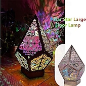 abordables Cadeau de fête des mères pour les femmes-grand lampadaire étoile polairelampadaire décoratif bohèmeled coloré lampe creuse de projection 3dlampe rétro diamantconvient à la maisonfêtenoël