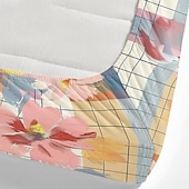 abordables Sábanas y funda de almohada-Juego de sábanas ajustables con patrón de primavera a rayas florales 100% algodón, sábanas sedosas y transpirables ultra suaves, sábanas con bolsillos profundos, tamaño queen king de 3 piezas