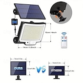 abordables Farolas-1 foco solar de 228 LED para exteriores, luces solares de pared divididas, sensor de movimiento, 3 modos de iluminación desde el anochecer hasta el amanecer, lámpara de pared impermeable IP65 con control remoto.