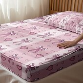 baratos Lençóis e fronhas-feliz dia das mães 100% algodão rosa primavera padrão conjunto de lençóis ultra macios e respiráveis lençóis de seda lençóis de cama com bolso profundo 3 peças queen king size