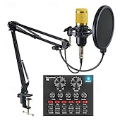 cheap Microphones-Podcast Equipment Bundle BM-800 Podcast Microphone Bundle With V8 Sound Card Condenser Studio Microphonefor Laptop Computer Vlog Living Broadcast Live Streaming