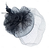 levne Svatební čelenka-Fascinátory Klobouky Doplňky do vlasů Organza Se širší krempou Cylindr Závojový klobouk Dostih koktejl Elegantní Vinobraní S Peří Mašličky Přílba Pokrývky Hlavy