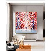 voordelige Schilderijen van landschappen-met de hand geschilderd abstract landschap schilderij op canvas 3D-getextureerde muurkunst muurdecor woonkamer zachte kleur getextureerde bloemlandschap roze olieverfschilderij muurkunst lentedecor