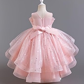 Kids Girls' Flower Girl Dress Party Dress Sequin Sleeveless Wedding Party Special Occasion Sequins Mesh Adorable Sweet Cotton Polyester Asymmetrical Party Dress Summer Spring Fall 4-13 Years White cheap Flower Girl's Dresses-Kids Girls' Flower Girl Dress Party Dress Sequin Sleeveless Wedding Party Special Occasion Sequins Mesh Adorable Sweet Cotton Polyester Asymmetrical Party Dress Summer Spring Fall 4-13 Years White