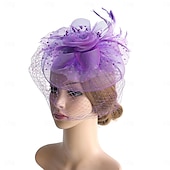 levne Svatební čelenka-Fascinátory Klobouky Doplňky do vlasů Organza Se širší krempou Cylindr Závojový klobouk Dostih koktejl Elegantní Vinobraní S Peří Mašličky Přílba Pokrývky Hlavy