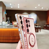 economico Cover Samsung-telefono Custodia Per Samsung Galaxy S24 S23 S22 S21 Ultra Plus S25 Ultra Per retro Supporta la ricarica wireless Resistente agli urti Con cuori TPU Placcatura
