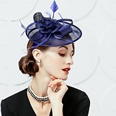 preiswerte Faszinationen-Stirnbänder, Hüte, Kopfbedeckung, Sinamay-Bowlerhut/Cloche-Hut, Untertassenhut, Zylinderhut, Hochzeit, Teeparty, elegante Hochzeit mit Feder-Bowknot-Kopfschmuck, Kopfbedeckung