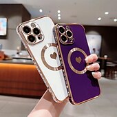 Недорогие Чехлы для iPhone-телефон Кейс для Назначение айфон 16 Айфон 15 Про Макс Плюс iPhone 14 13 12 Pro Max Plus Кейс на заднюю панель Поддержка беспроводной зарядки Защита от удара С сердцем ТПУ Покрытие
