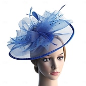 billige Bryllupshodeplagg-fascinators Hatter Hodeplagg organza Fedora Solhatt Topplue Hesteløp cocktail Elegant Årgang Med Fjær Sløyfer Hodeplagg Hodeplagg